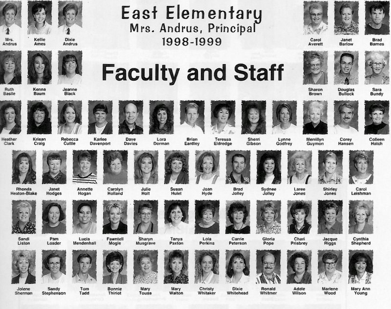The 1998-1999 faculty & staff at East Elementary School