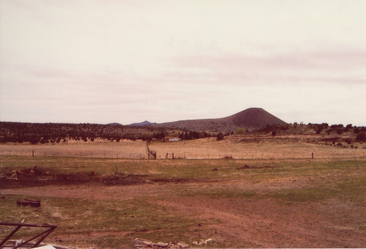 Fenced pastures in Veyo with the Veyo Volcano in the background