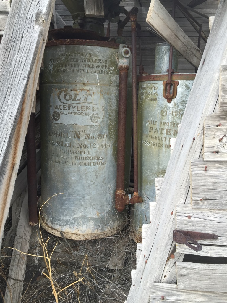 Acetylene bottles in the back of the ruins of the old hotel in Modena