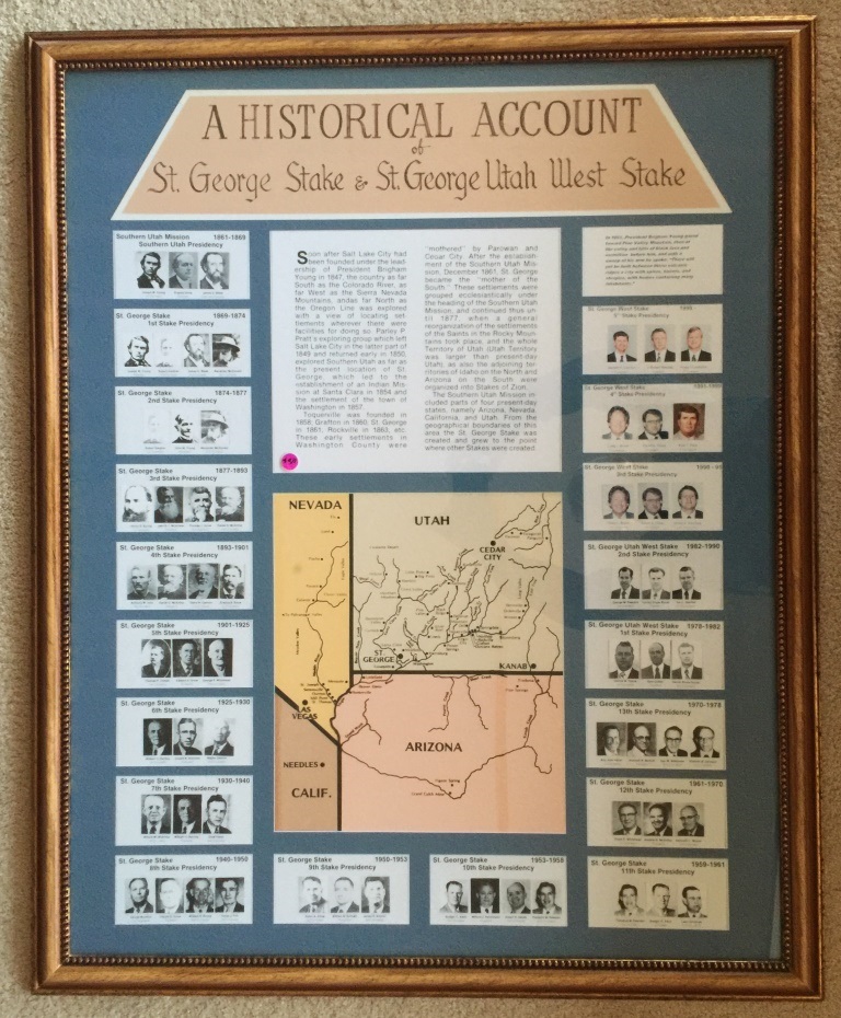 St. George Stake & St. George West Stake history poster