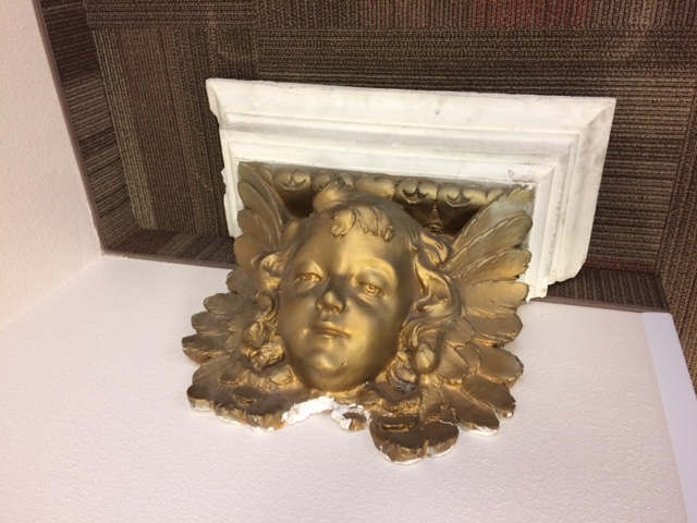 Cherub statue salvaged from the old Arrowhead Hotel