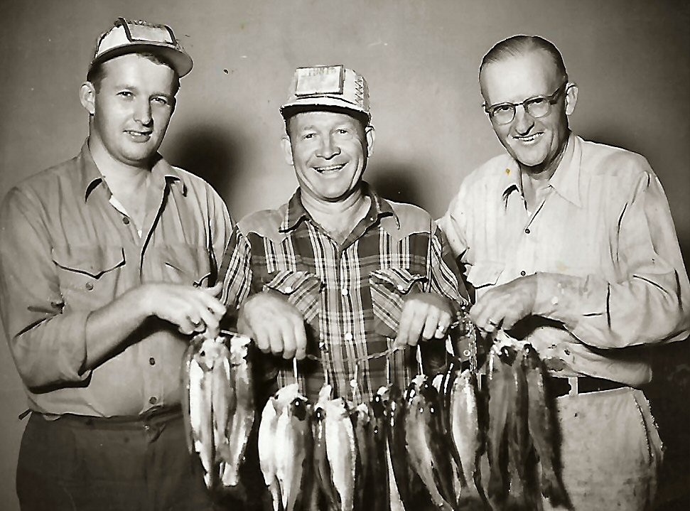 Lawrence Adams, Rex Nelson, and Lee Adams following a successful fishing trip