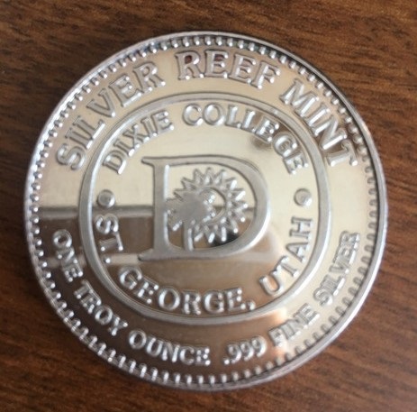 Back of a Dixie College 75th Anniversary Commemorative Coin