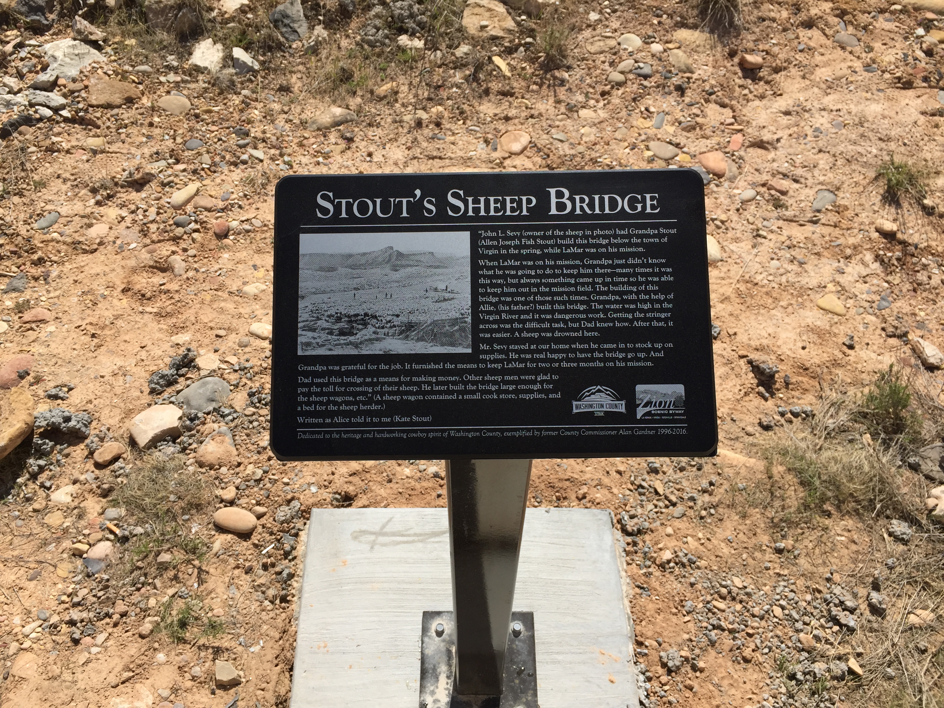 The Stout's Sheep Bridge plaque