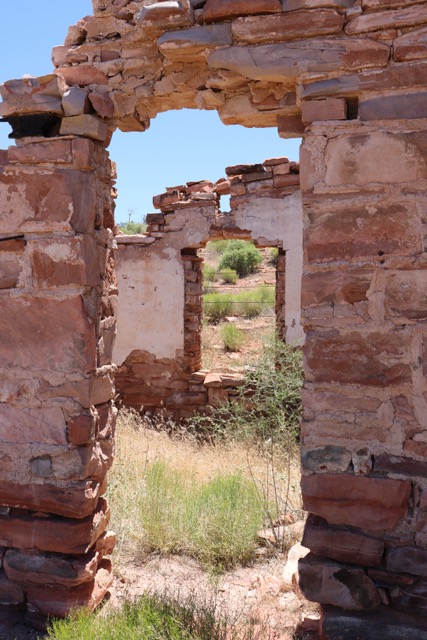 A doorway and window in the headquarters building at the Grand Gulch Mine