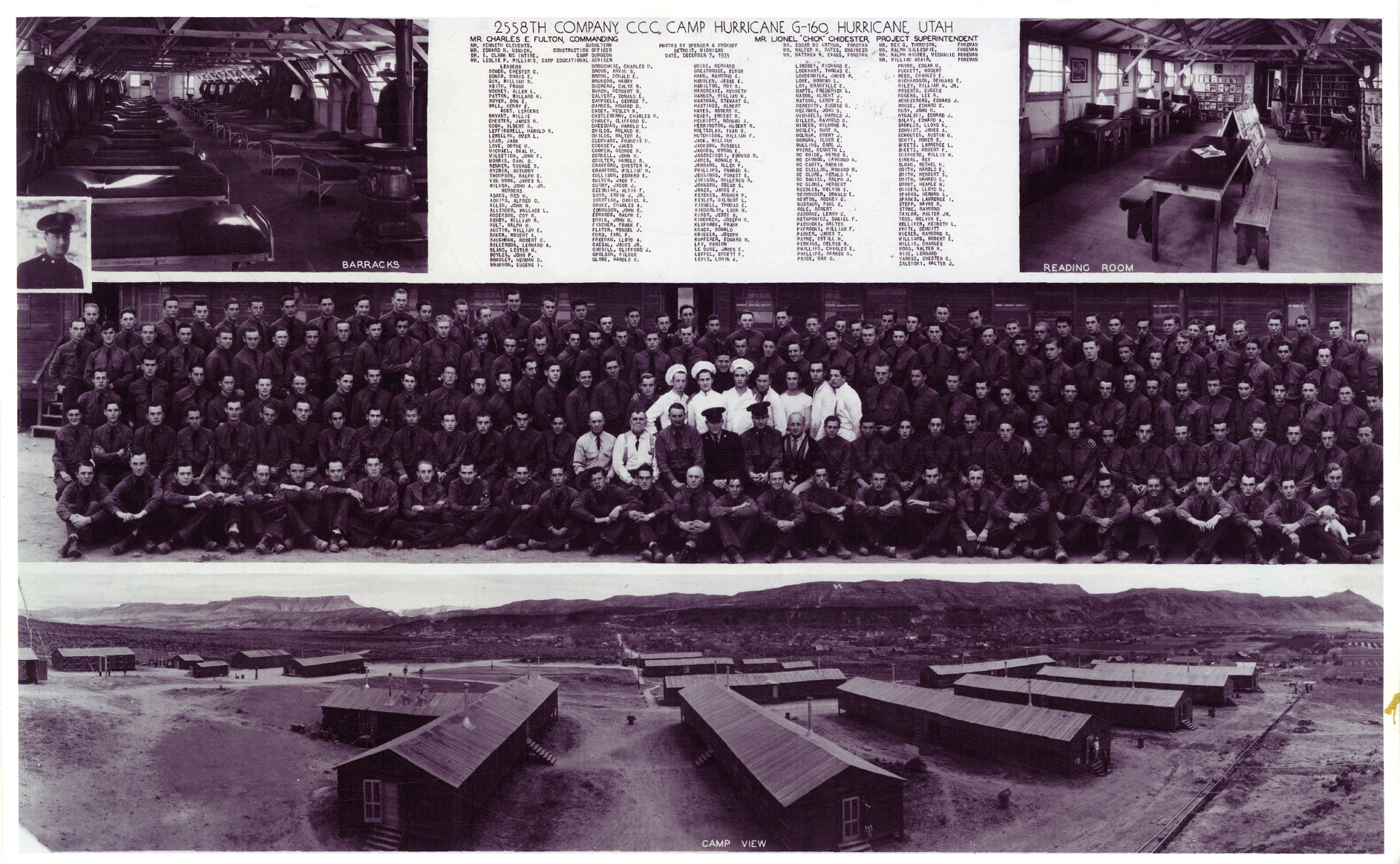 Photo collage of the Hurricane CCC Camp, CCC Company 2558, Camp G-160
