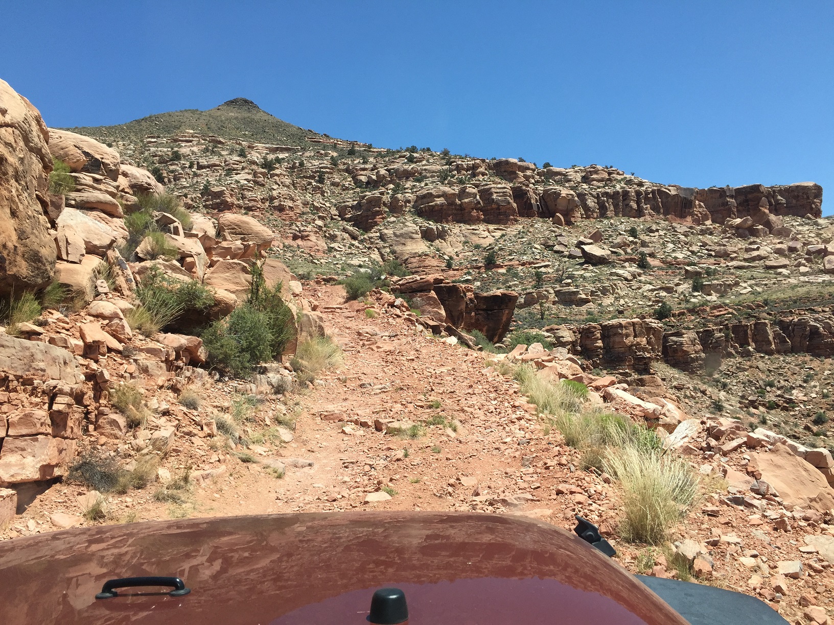 A vehicle approaching the worst part of Nutter Twists Road on the Arizona Strip