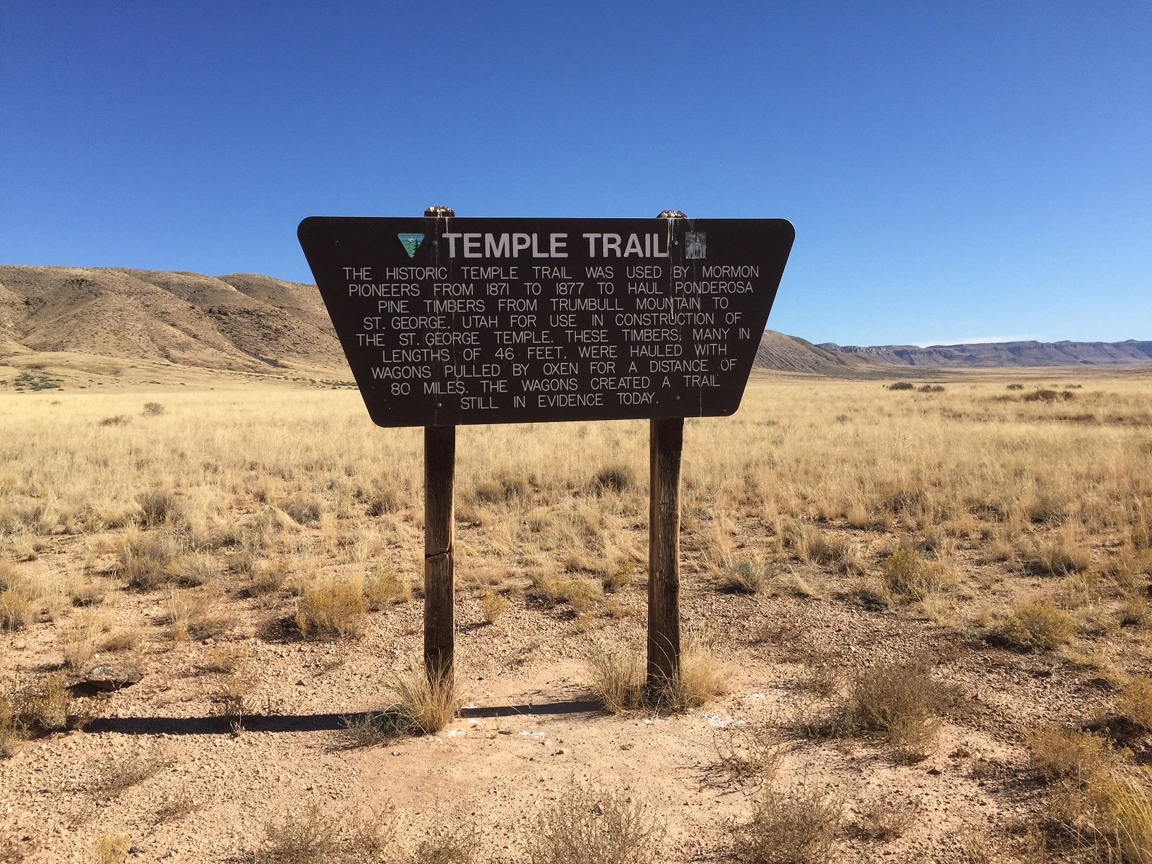 A big Temple Trail interpretive sign
