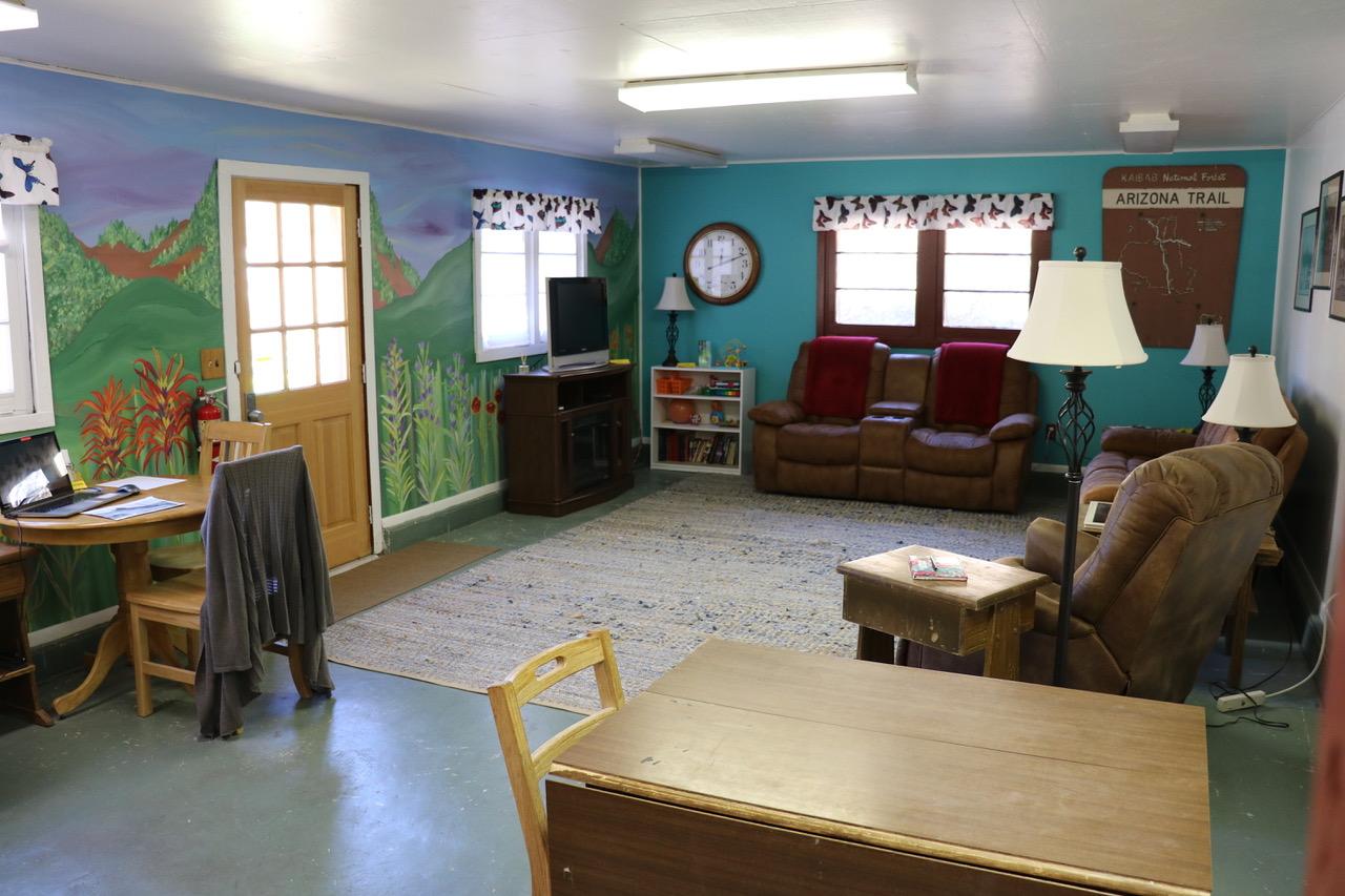 The common living room at the Big Springs Rental Cabins