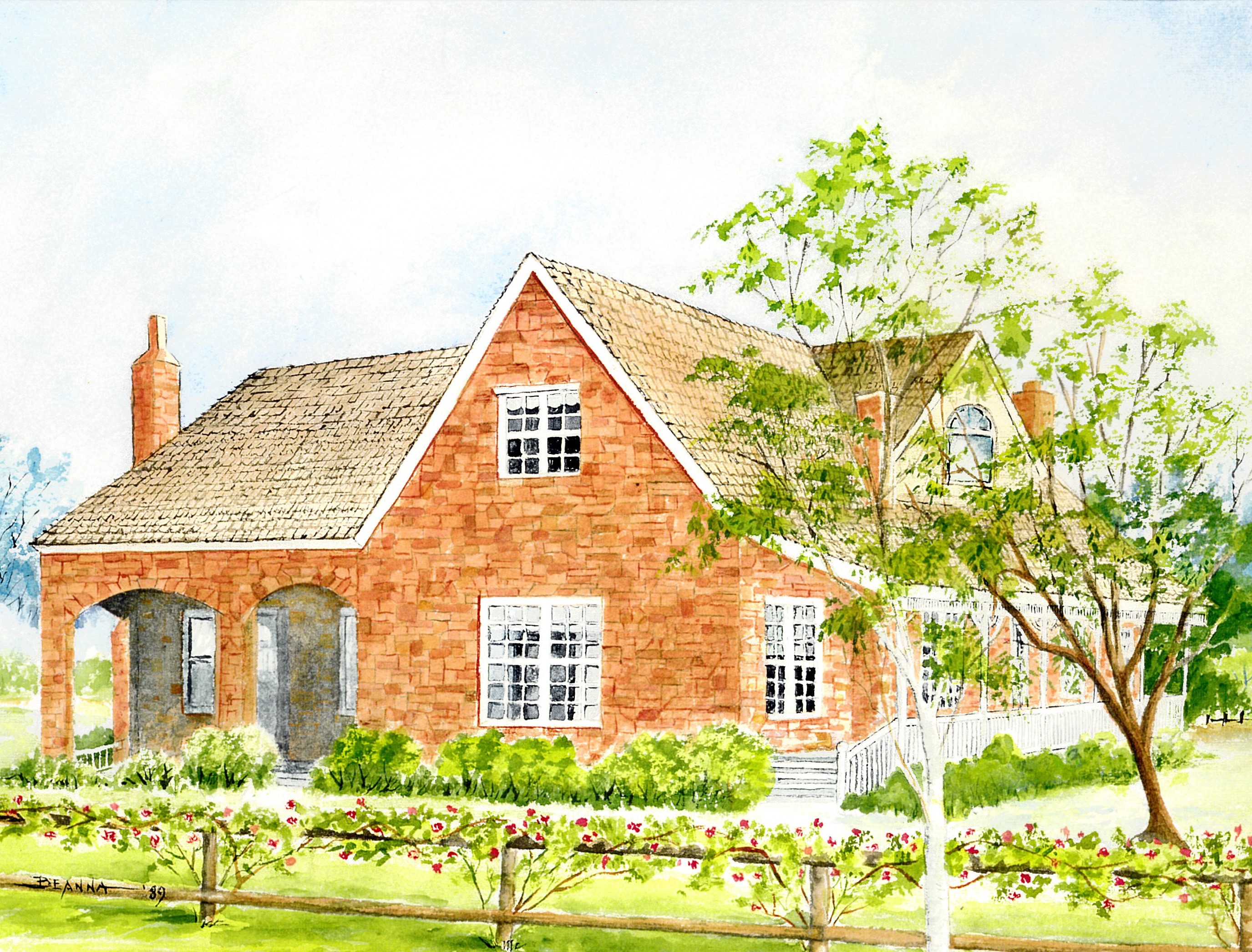 Watercolor painting of the Sandberg-Nisson home