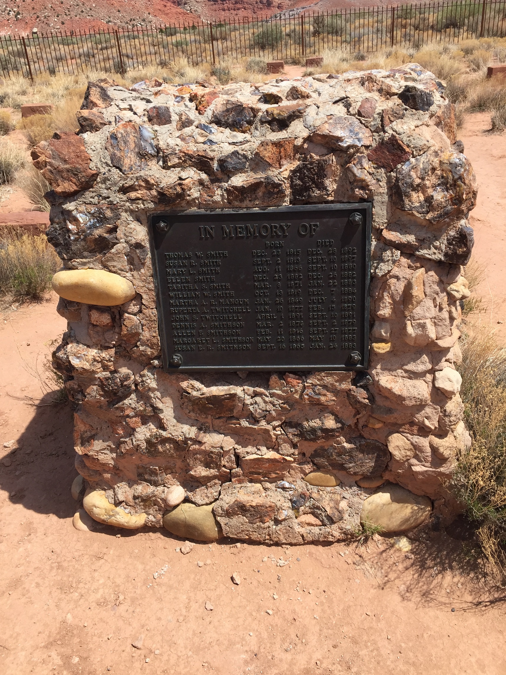 A monument in the Paria Cemetery with people's names