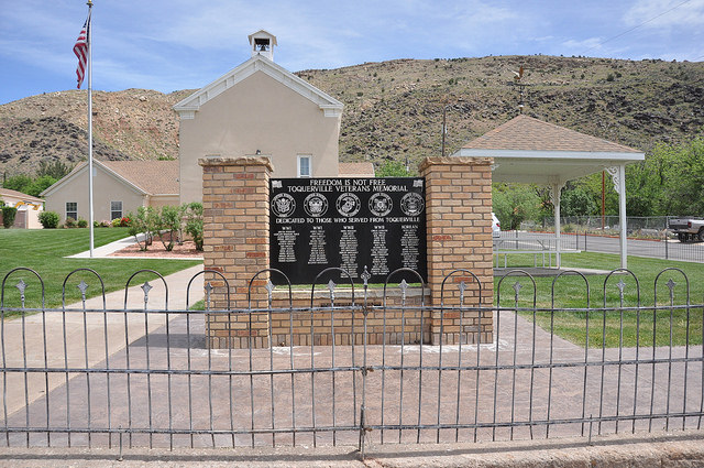 A veterans memorial & plaque at Toquerville, Utah