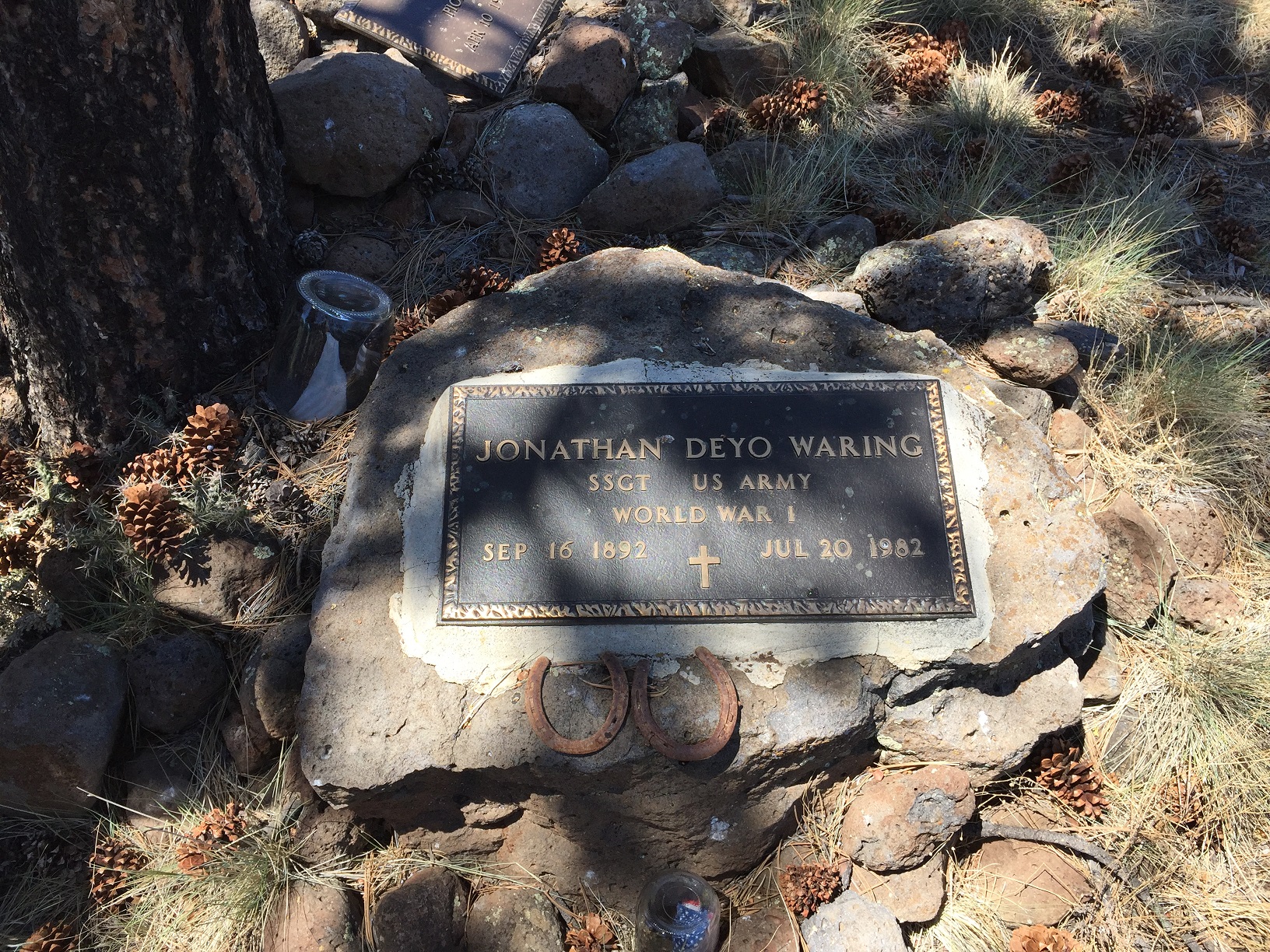 Gravestone of Jonathan Deyo Waring at the Waring cabin