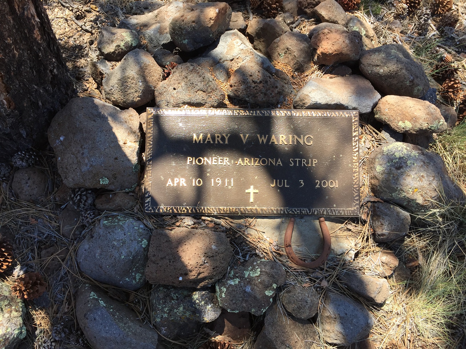 Gravestone of Mary V. Waring at the Waring cabin
