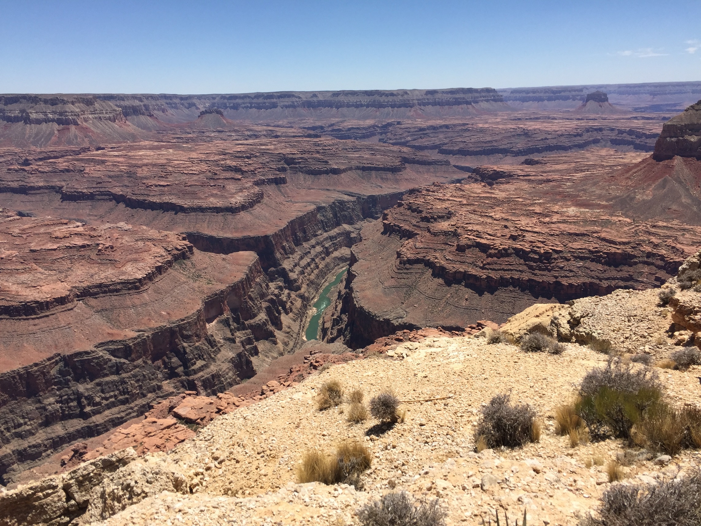 The Colorado River down in the Grand Canyon as seen from Kanab Point