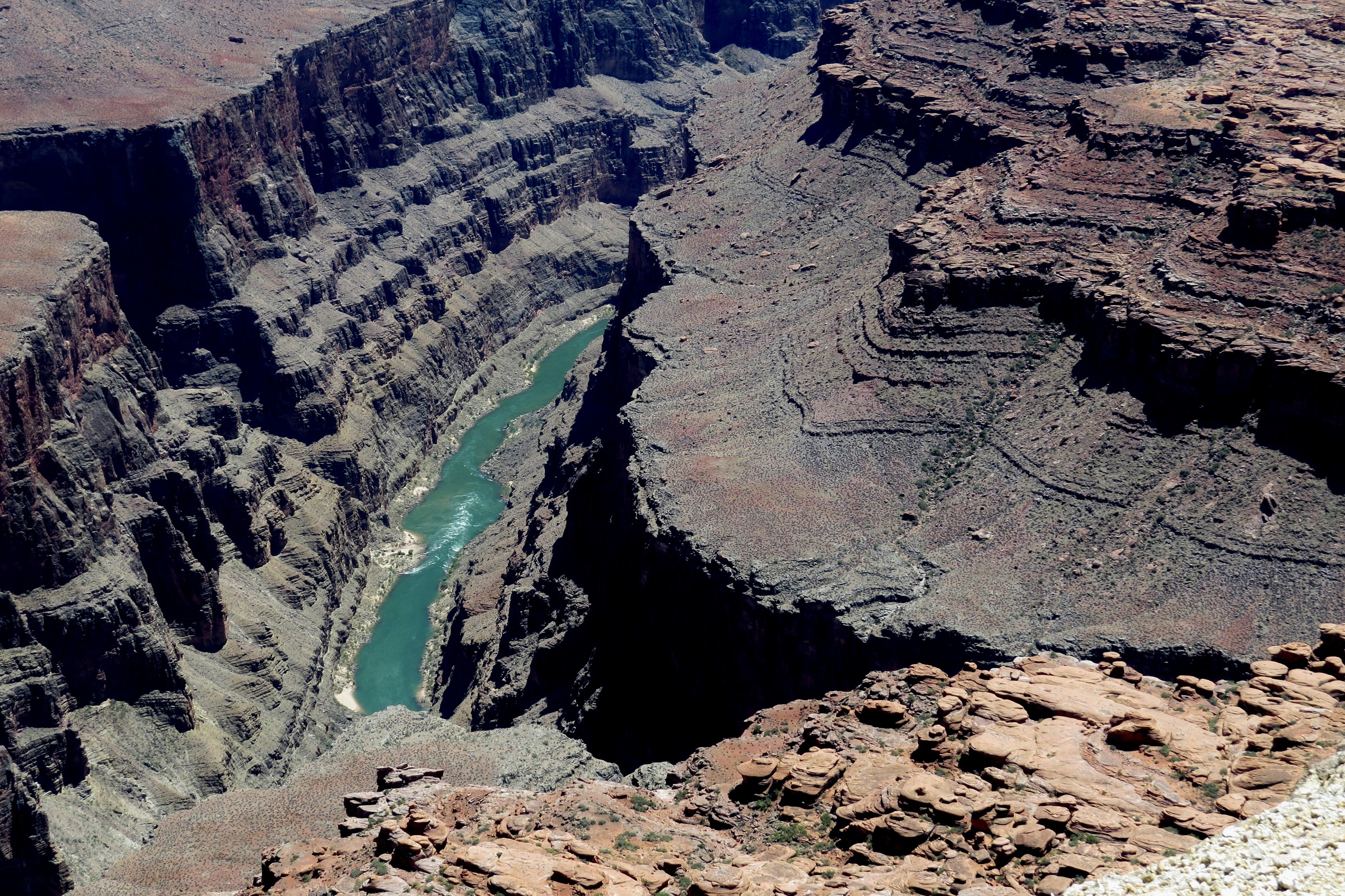 The Colorado River down in the Grand Canyon as seen from Kanab Point