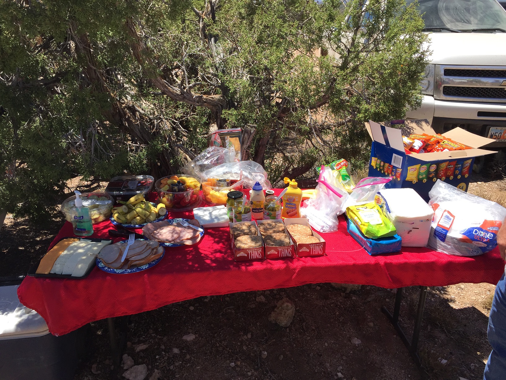 The DASIA field trip lunch being served at Kanab Point on the Arizona Strip