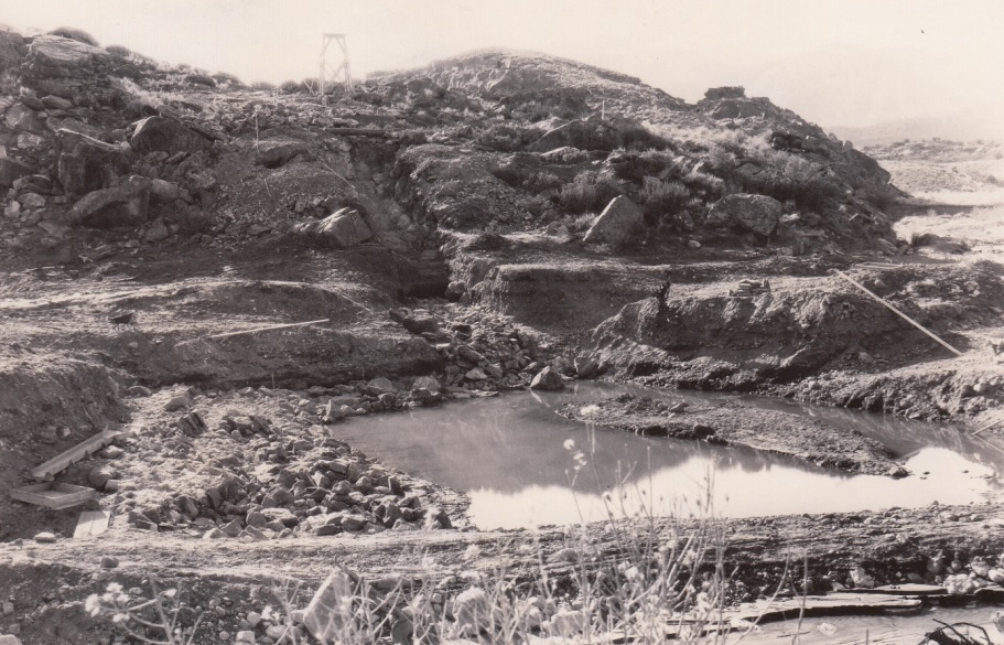 Shem Dam site at the start of construction, following excavation for the foundation