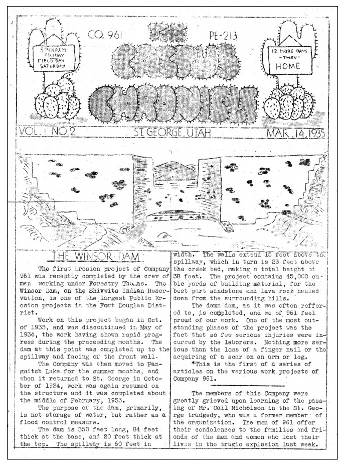 Front page of the The Cactus Chronicle, March 14, 1935
