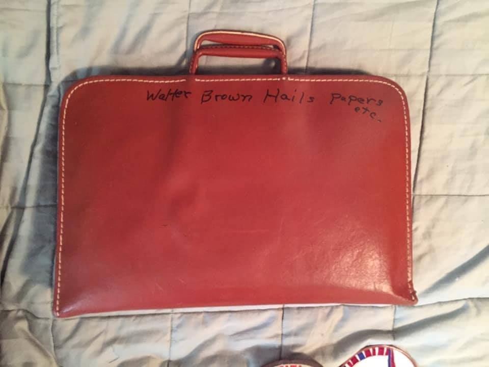 Walter Brown Hails's closed leather flight bag