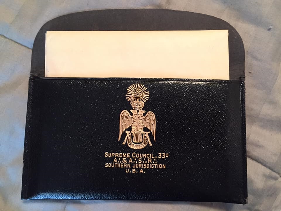 Front of a leather pouch