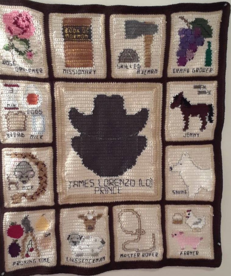 Crocheted afghan honoring the life of James Lorenzo Prince