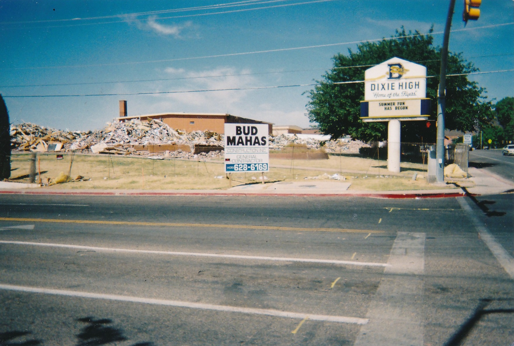 A demolished building on the east side of the Dixie High School campus