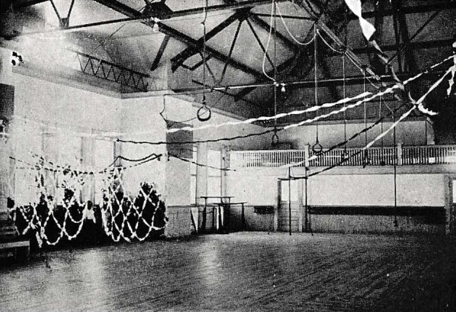 The Dixie Academy Building being decorated for a dance