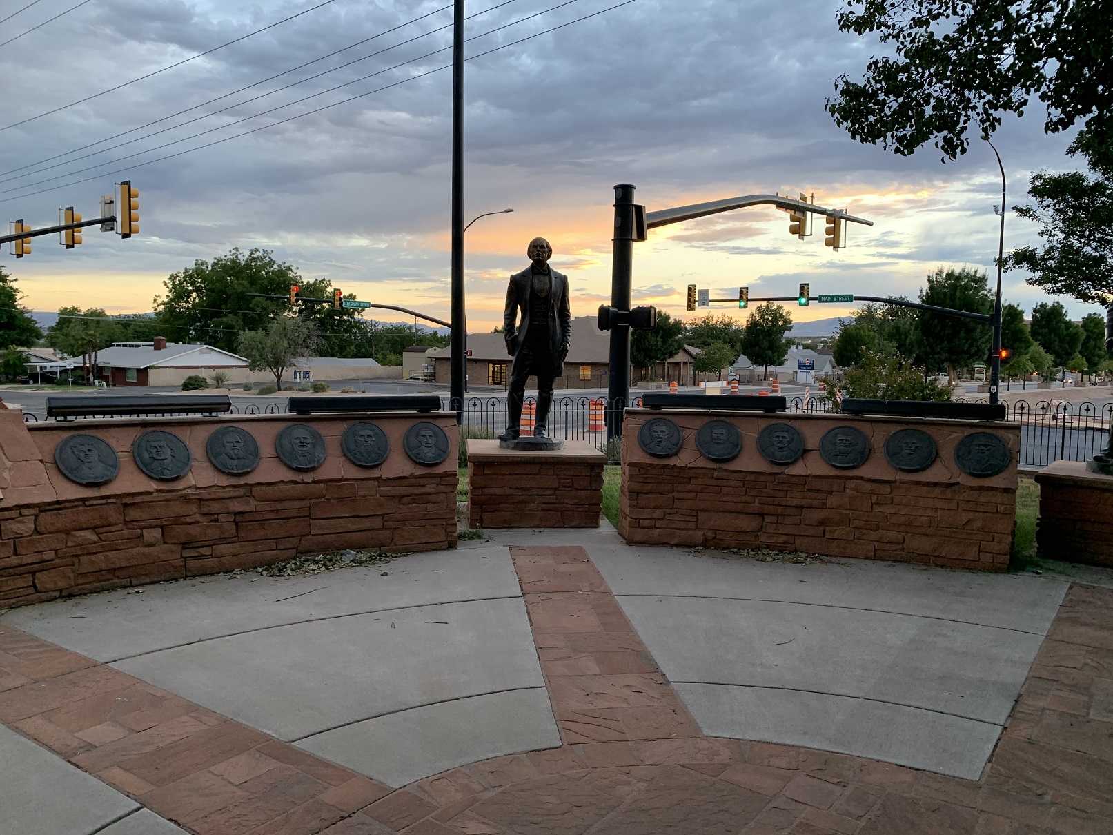 Monuments at the Monument Plaza in Washington, Utah
