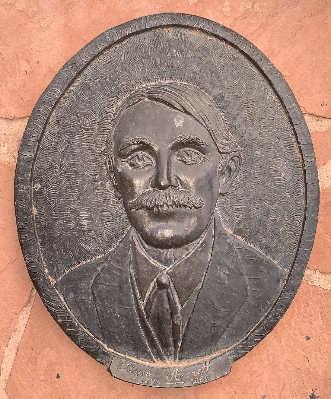 Face plaque of Eliza Averett at the Monument Plaza in Washington, Utah