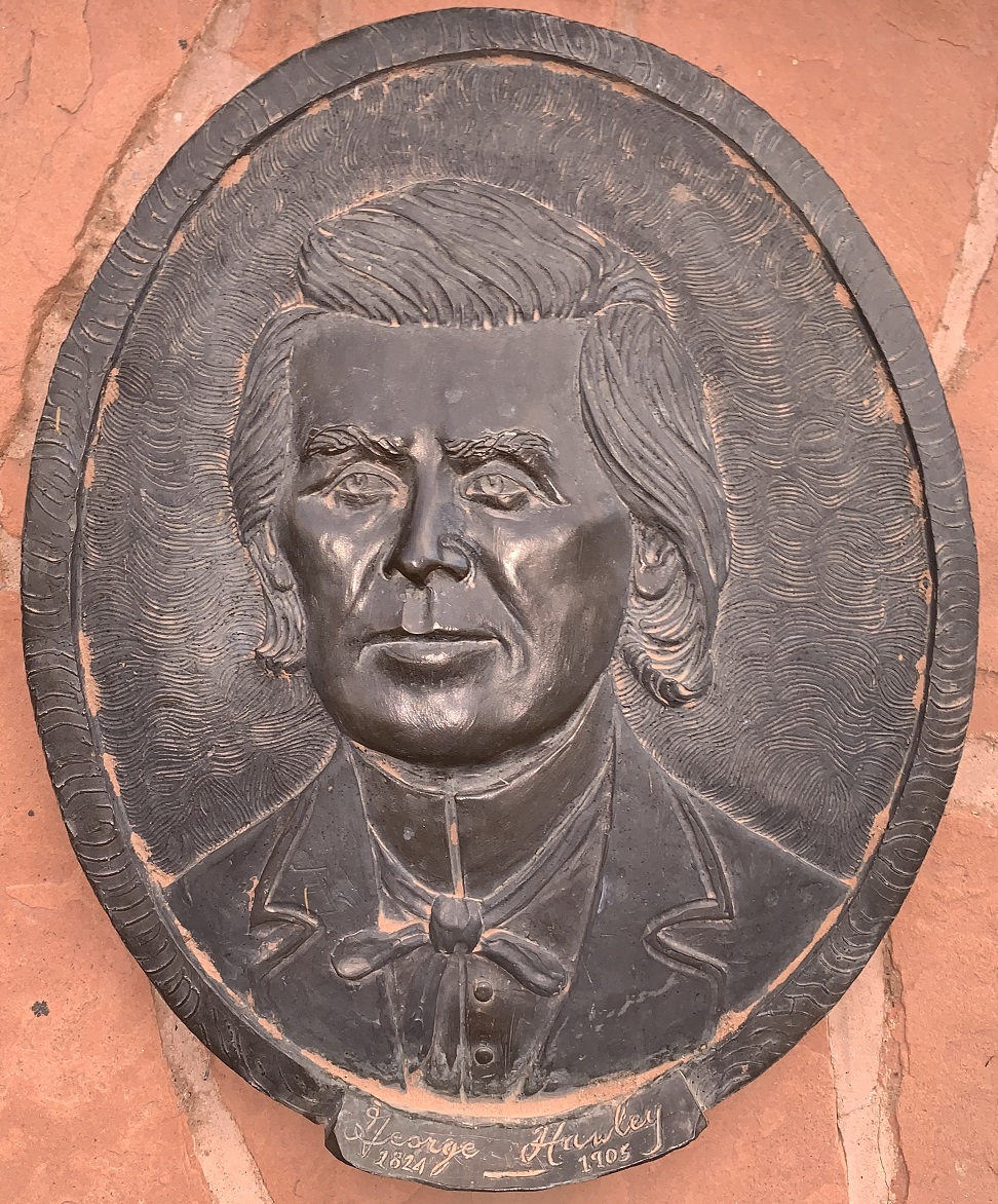 Face plaque of George Hawley at the Monument Plaza in Washington, Utah