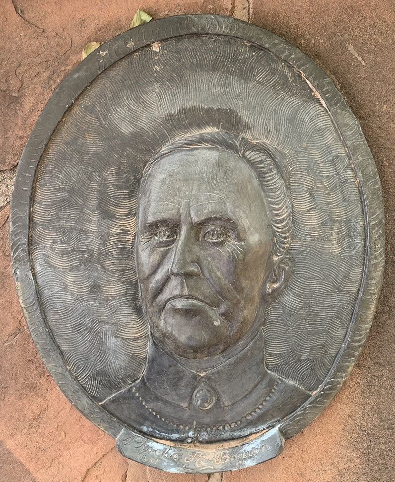 Face plaque of Phoebe A. Barron at the Monument Plaza in Washington, Utah