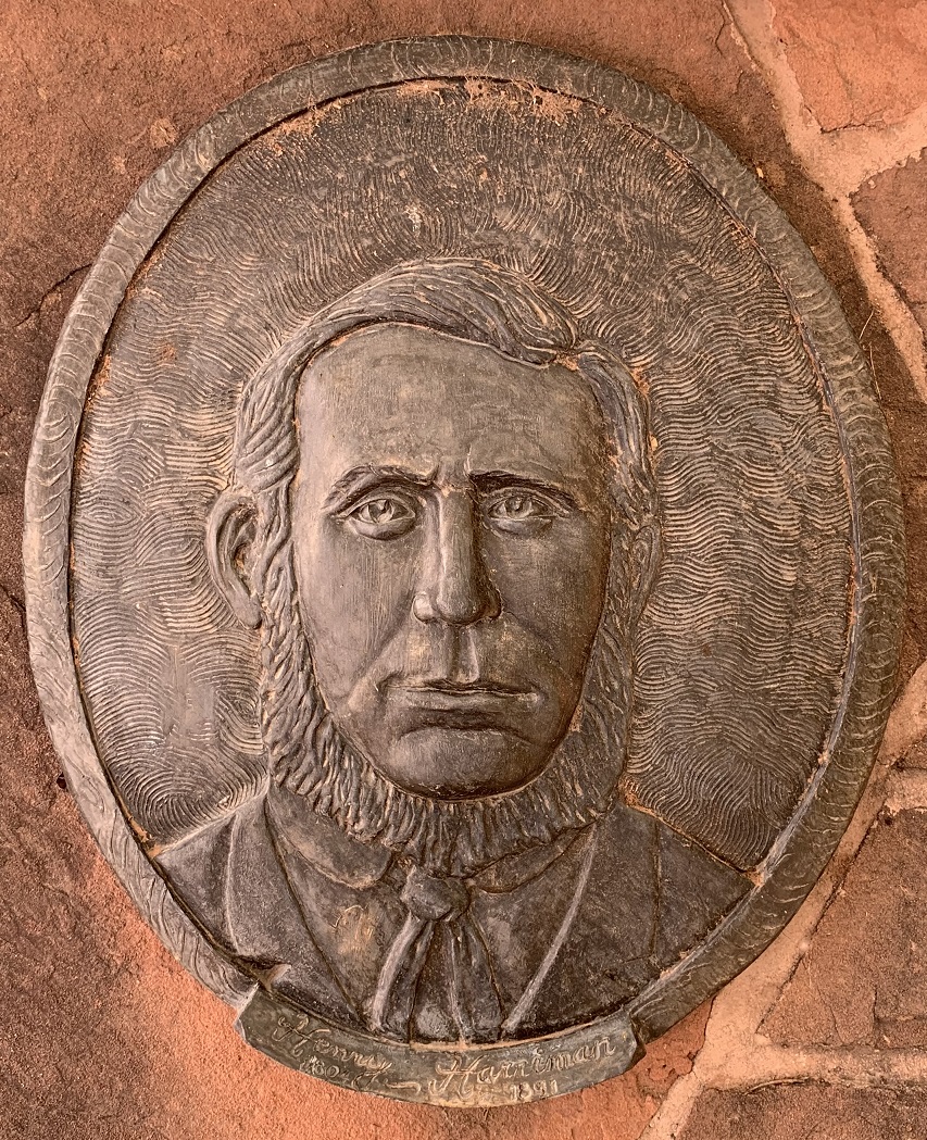 Face plaque of Henry Harriman at the Monument Plaza in Washington, Utah