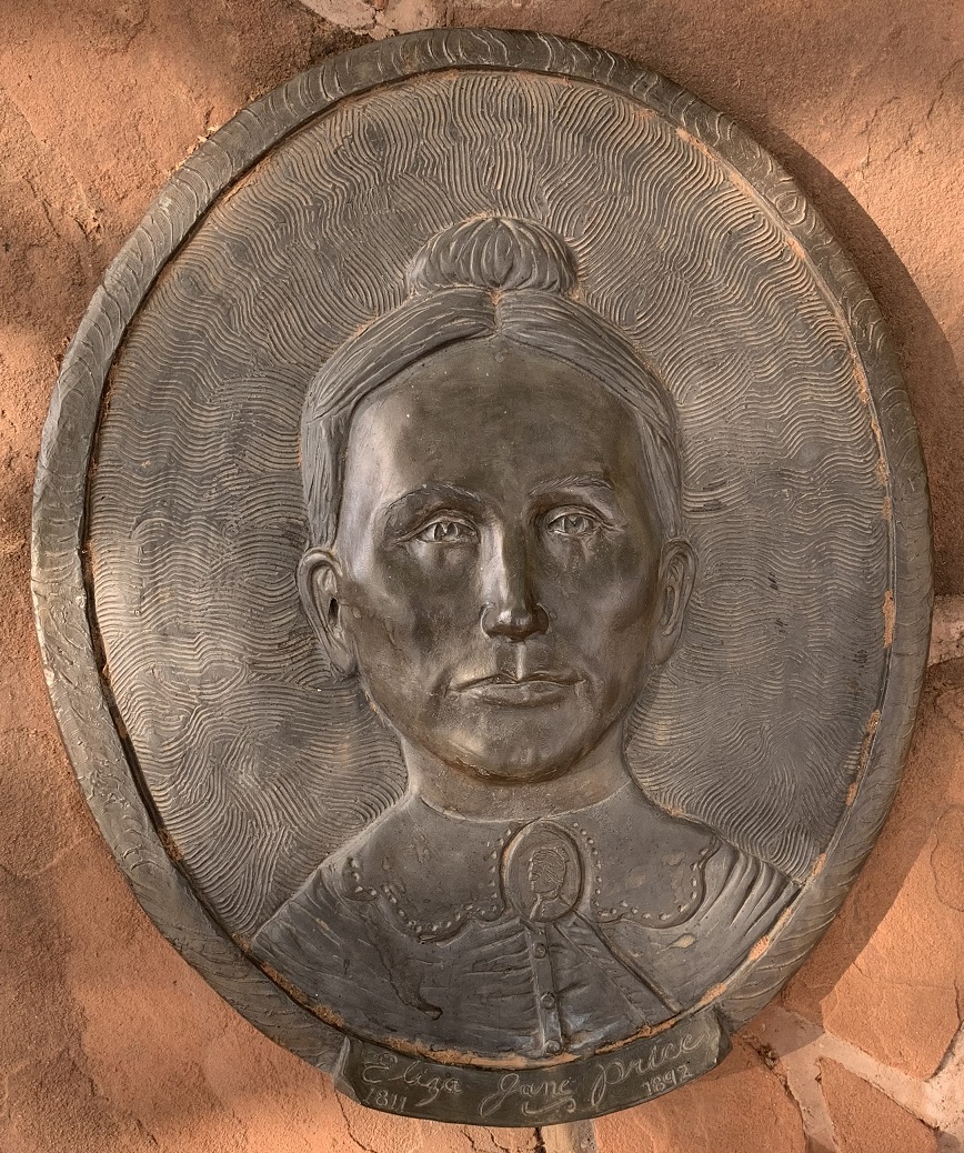 Face plaque of Eliza Jane Price at the Monument Plaza in Washington, Utah