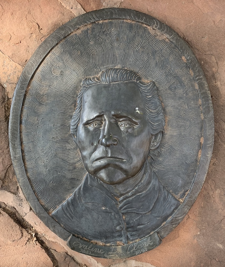 Face plaque of Evaline B. Clark at the Monument Plaza in Washington, Utah