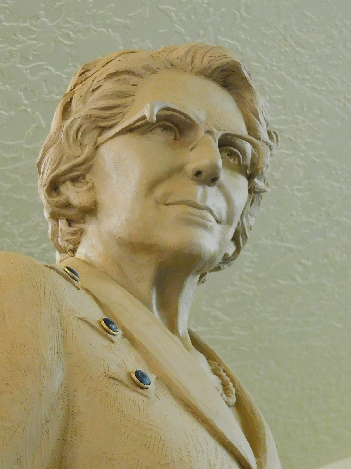 The face on the clay model of the Juanita Brooks statue