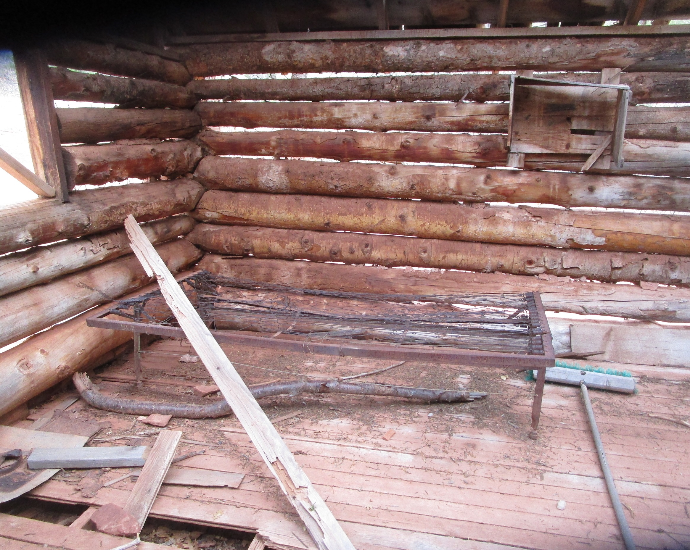 The inside of the old Larson Cabin in Zion National Park