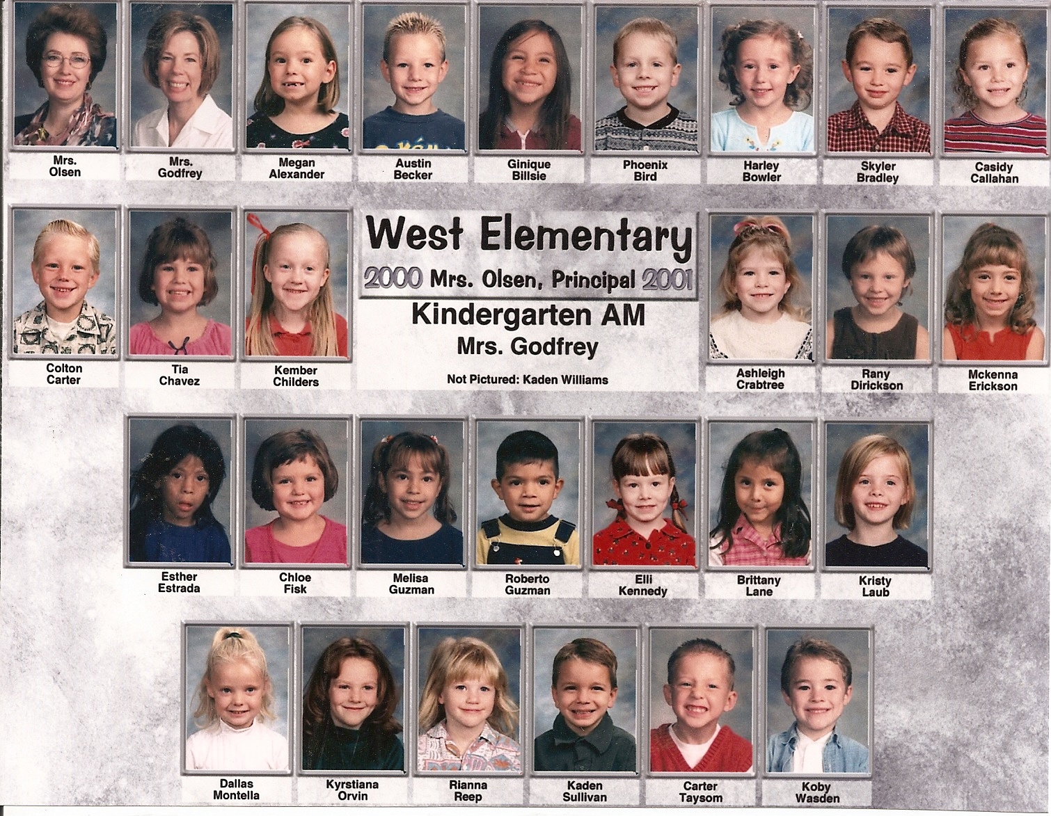 Mrs. Lynne Godfrey's 2000-2001 am kindergarten class at West Elementary School