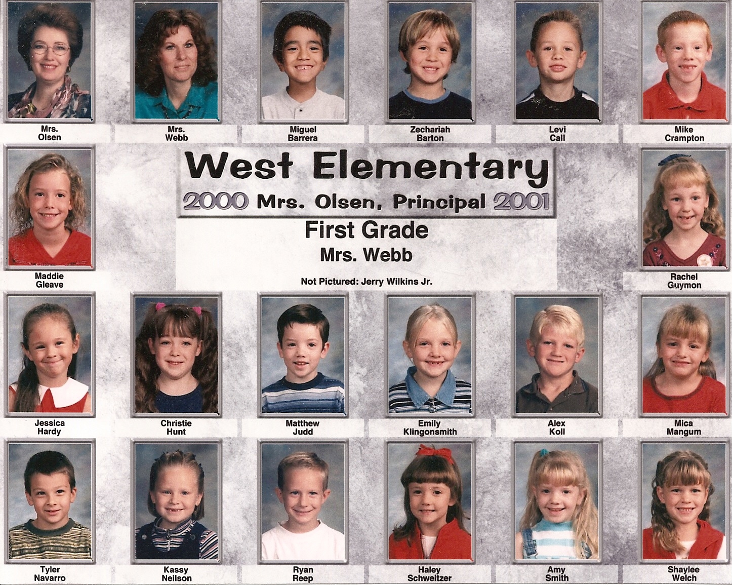 Mrs. Suzanne Webb's 2000-2001 first grade class at West Elementary School