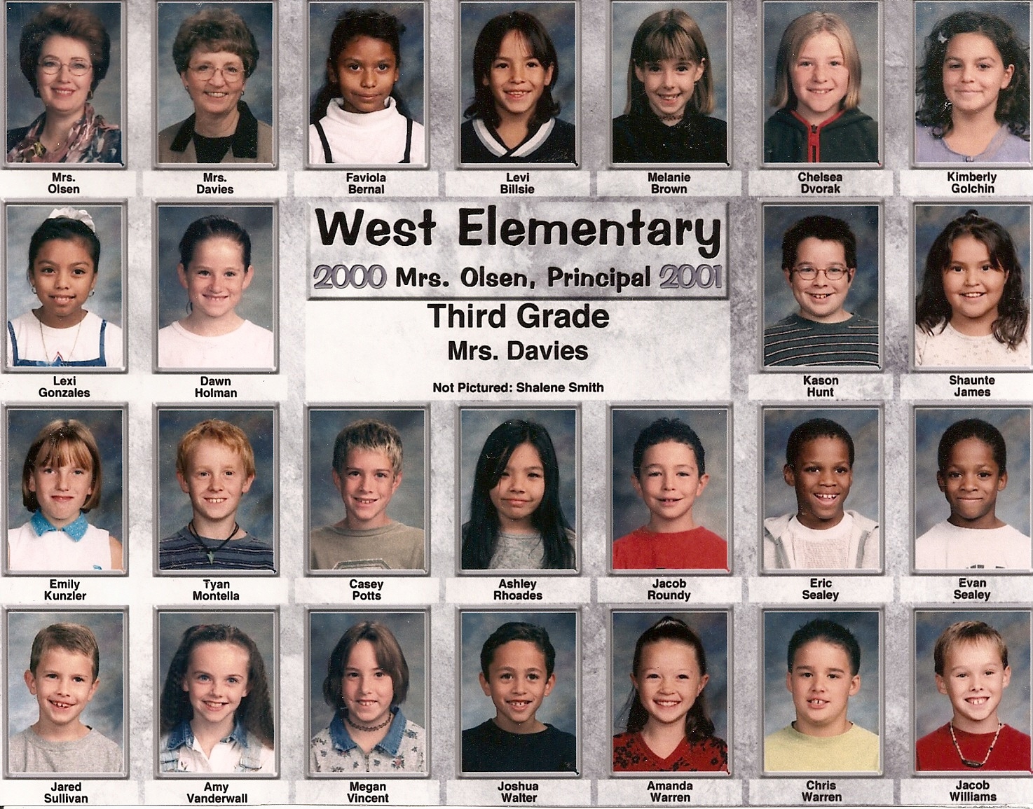 Mrs. Davies' 2000-2001 third grade class at West Elementary School