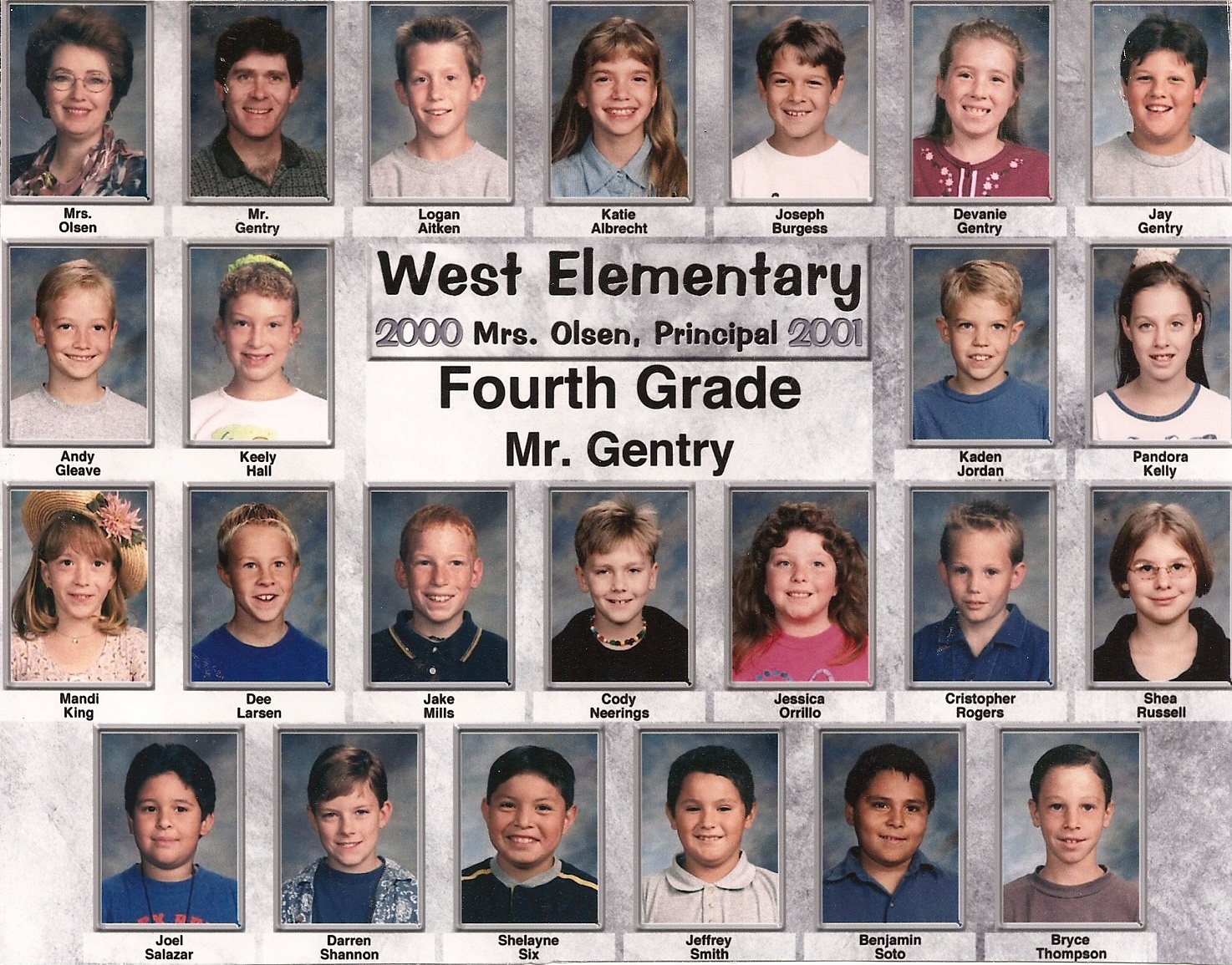 Mr. Robert Gentry's 2000-2001 fourth grade class at West Elementary School