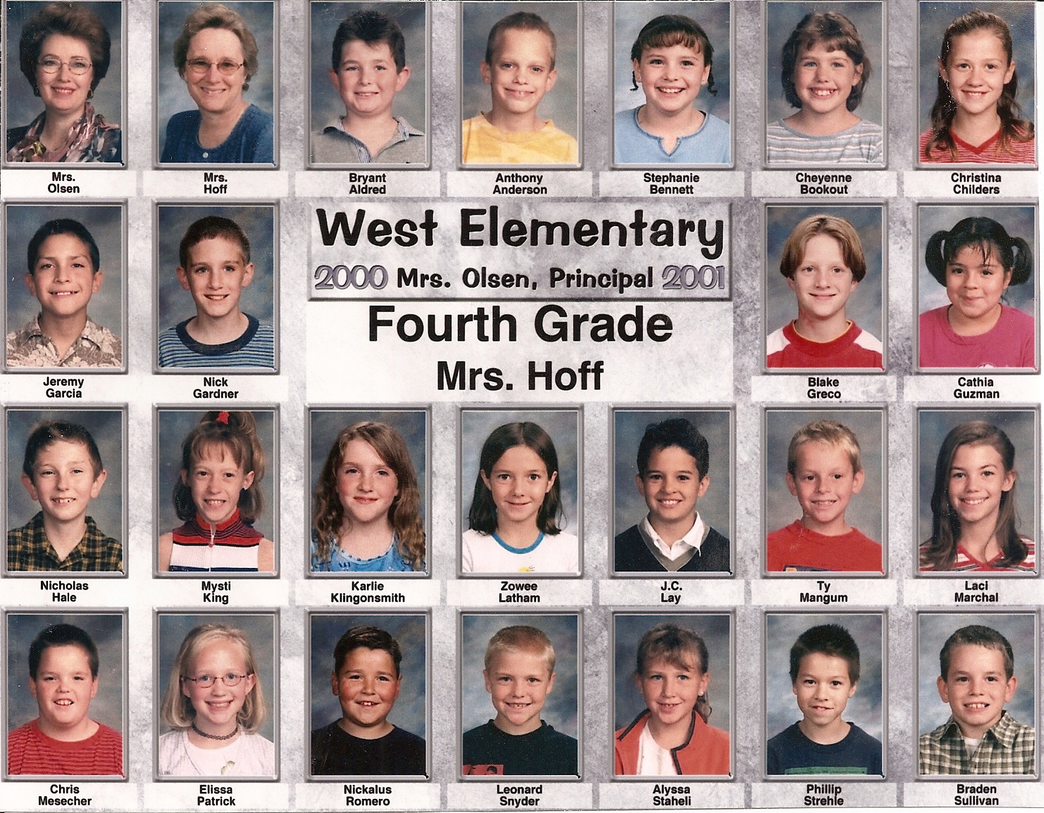 Mrs. Ruth Hoff's 2000-2001 fourth grade class at West Elementary School