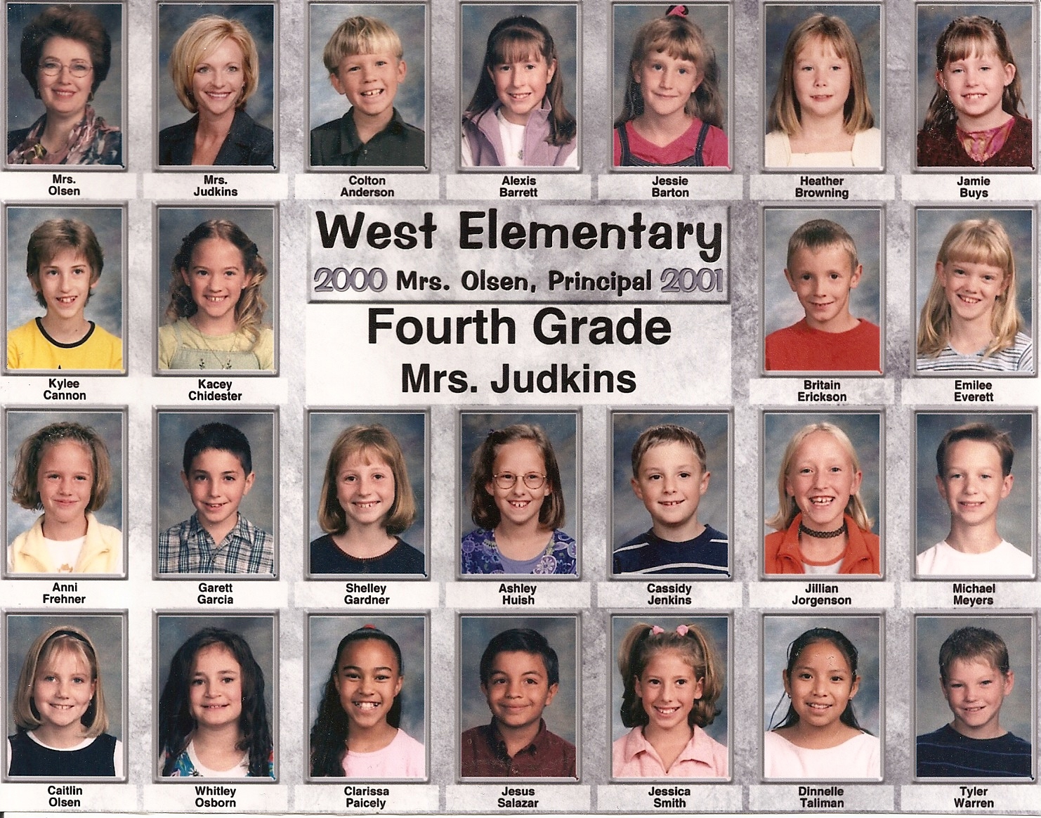 Mrs. Annelies Judkins' 2000-2001 fourth grade class at West Elementary School