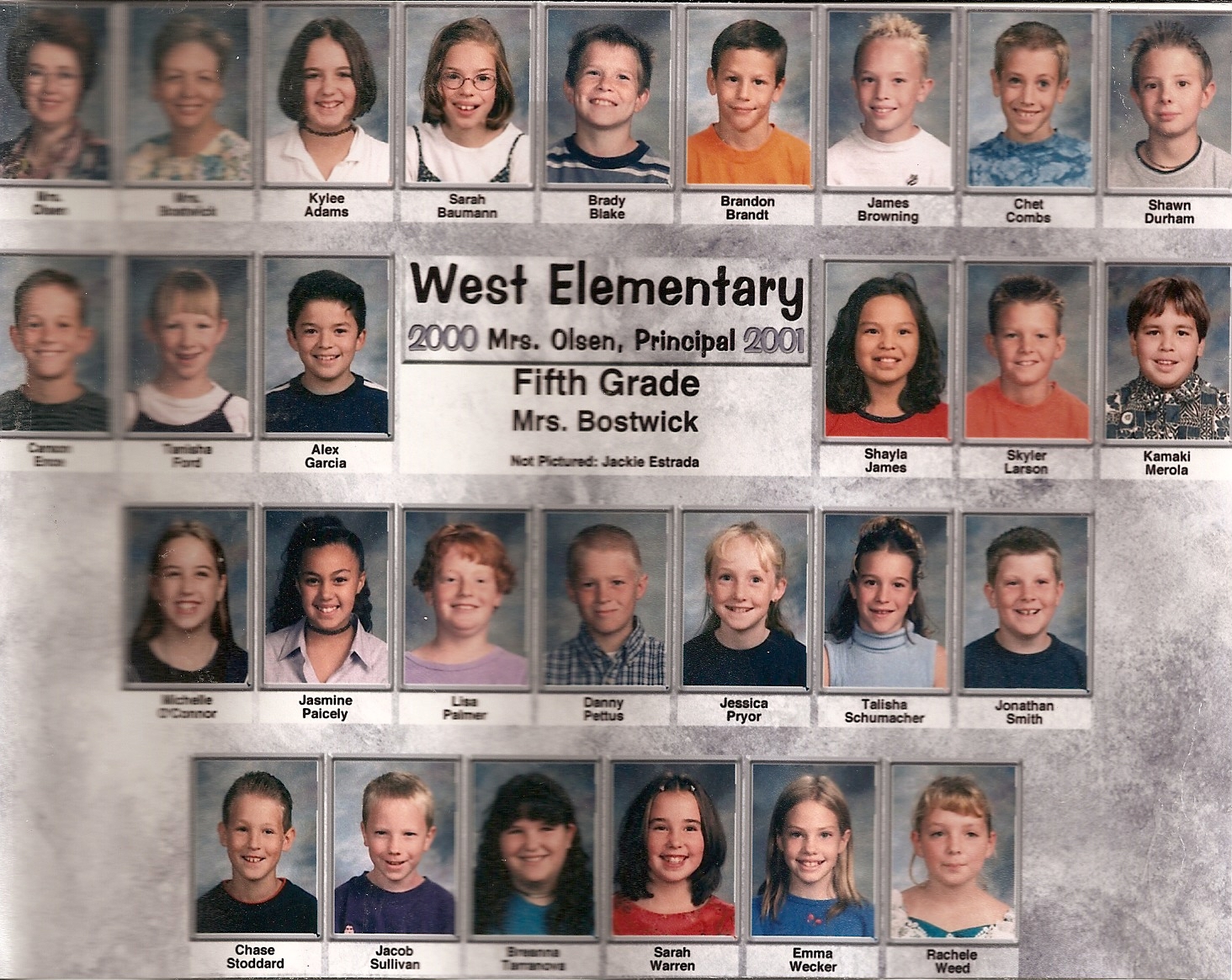Mrs. Bostwick's 2000-2001 fifth grade class at West Elementary School