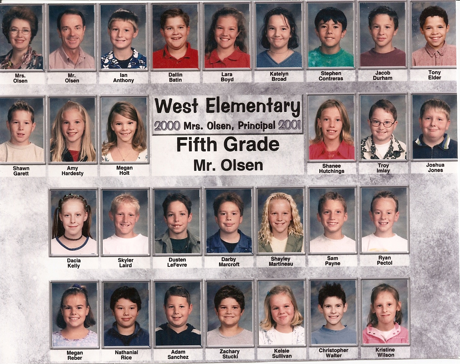 Mr. Olsen's 2000-2001 fifth grade class at West Elementary School