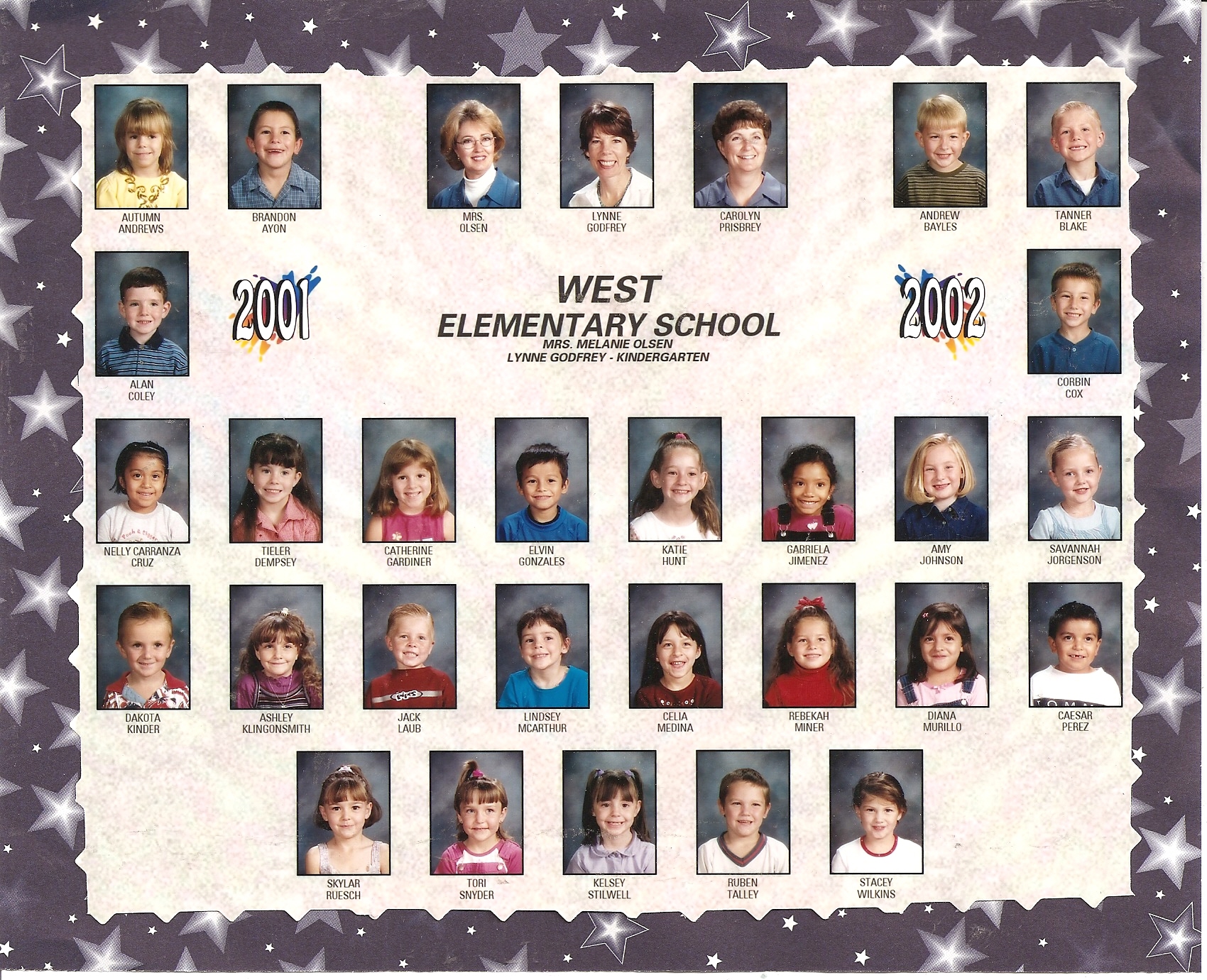 Mrs. Lynne Godfrey's 2001-2002 kindergarten class at West Elementary School