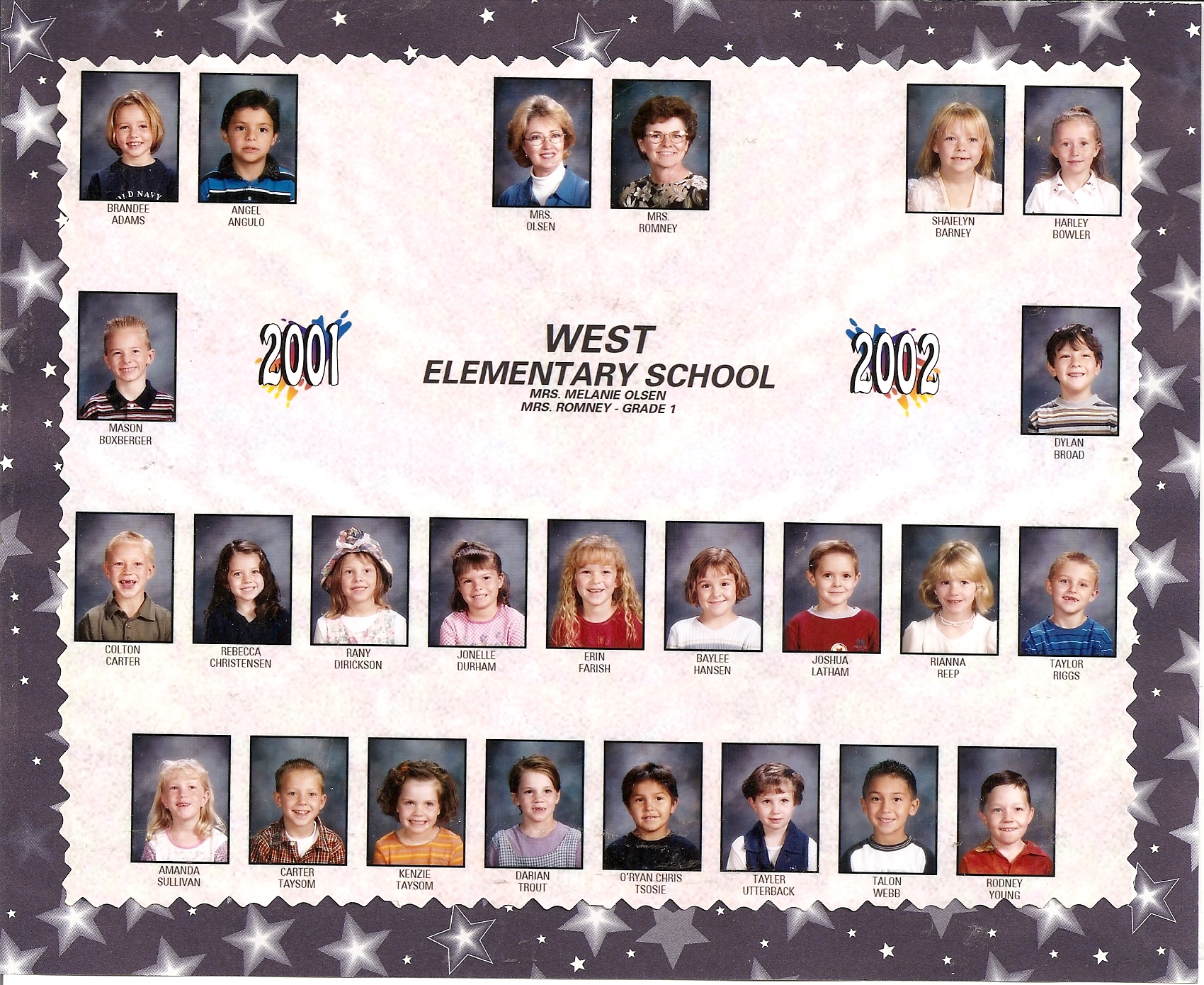 Mrs. Romney's 2001-2002 first grade class at West Elementary School