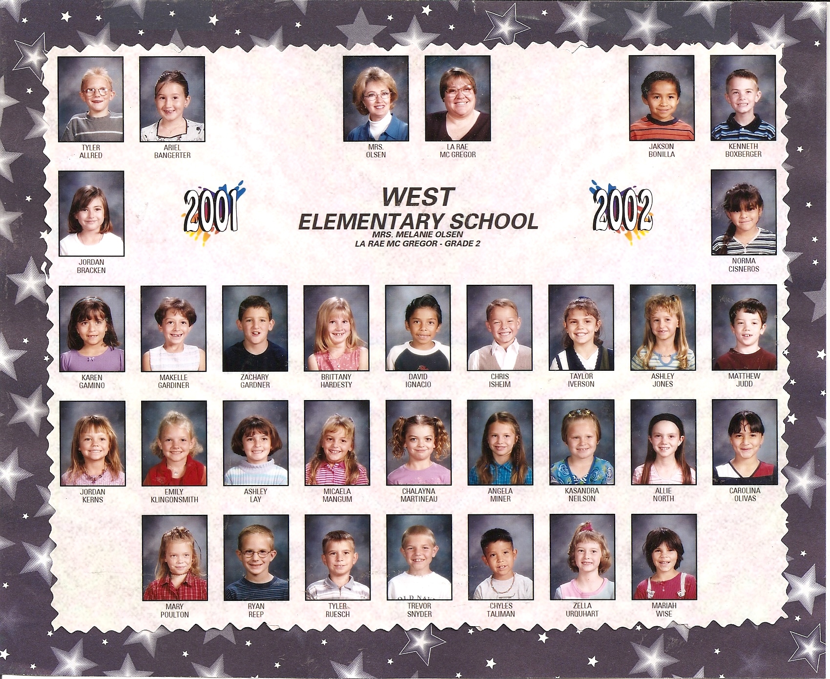 Mrs. LaRae McGregor's 2001-2002 second grade class at West Elementary School