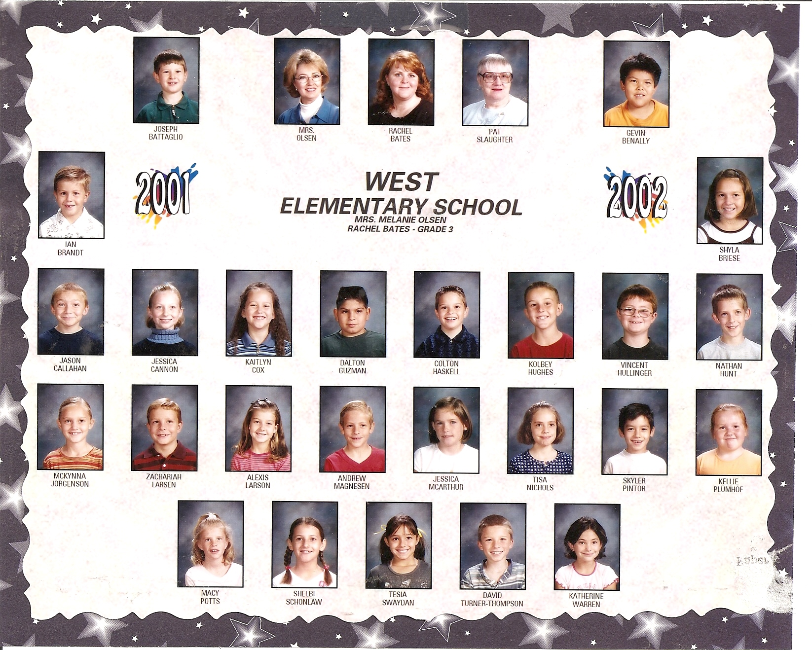 Miss Rachel Bates' 2001-2002 third grade class at West Elementary School