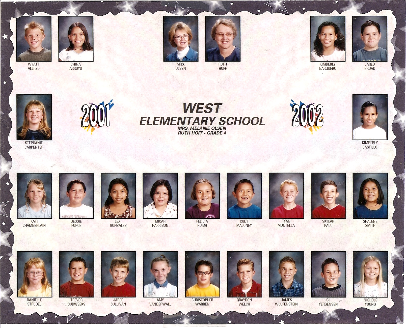 Mrs. Ruth Hoff's 2001-2002 fourth grade class at West Elementary School